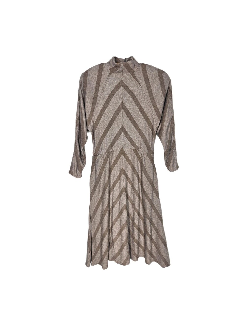 Vintage 1980s Knit Dress Bias Stripe Ronnie Heller Neiman Marcus 80% Wool Retro